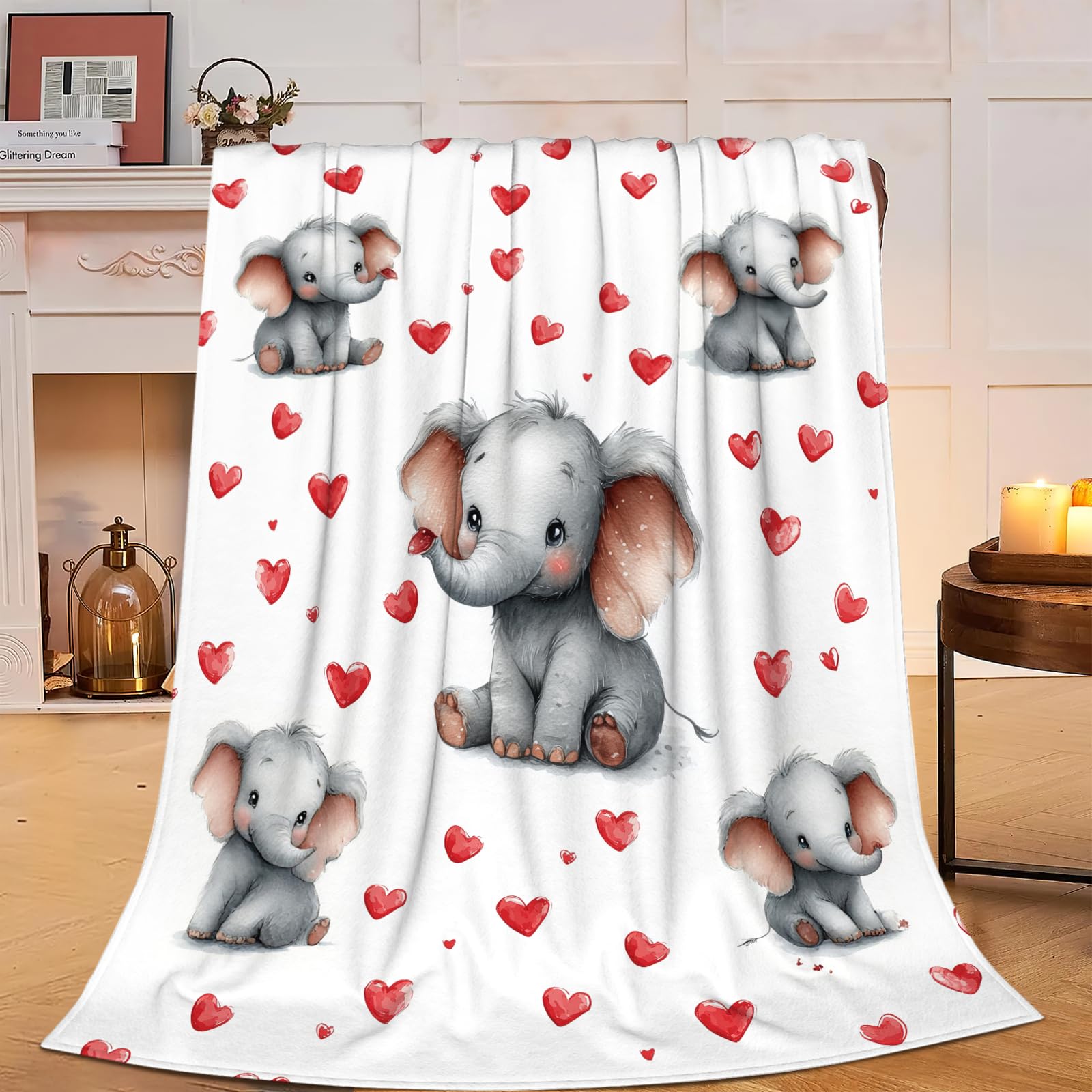 Cute Elephant Blanket Super Soft Cozy Fleece Animal Throw Blanket Plush Bedding Elephant Stuffed Blanket Gifts for Boys Girls Kids Women 40''X50''