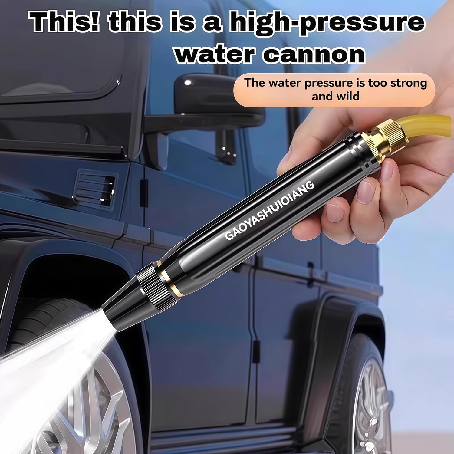 High Pressure Car Washer Gun with Booster Nozzle, Adjustable 3 Spray Patterns Garden Hose Nozzle, Leak Proof Heavy Duty Water Sprayer for Car Washing, Garden Watering, Patio Cleaning (1)