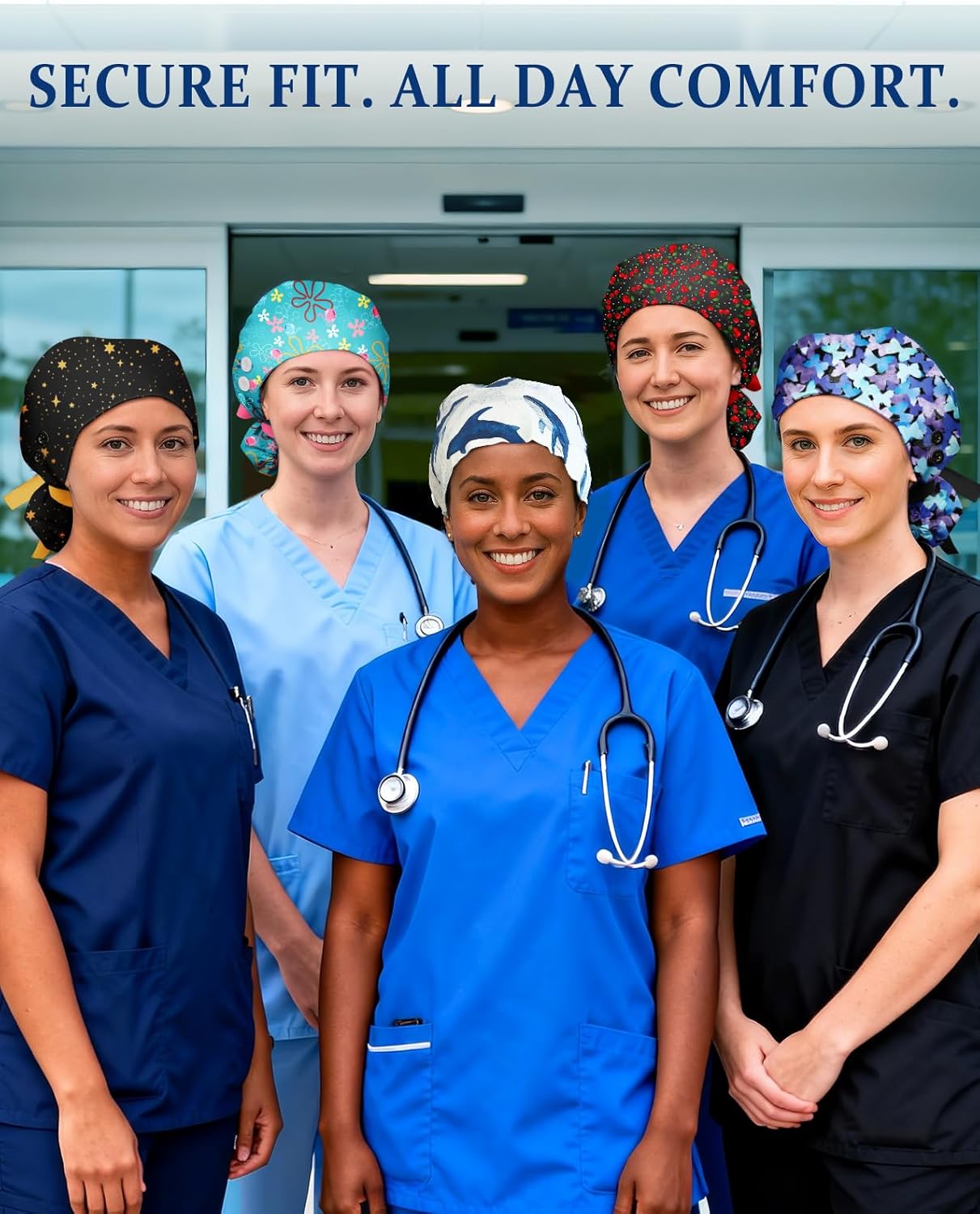 Plifal 100% Cotton Scrub Cap with Buttons-Nurse Cap with Sweatband for Women, Adjustable Working Hat,Satin Lined or Unlined - Image 6