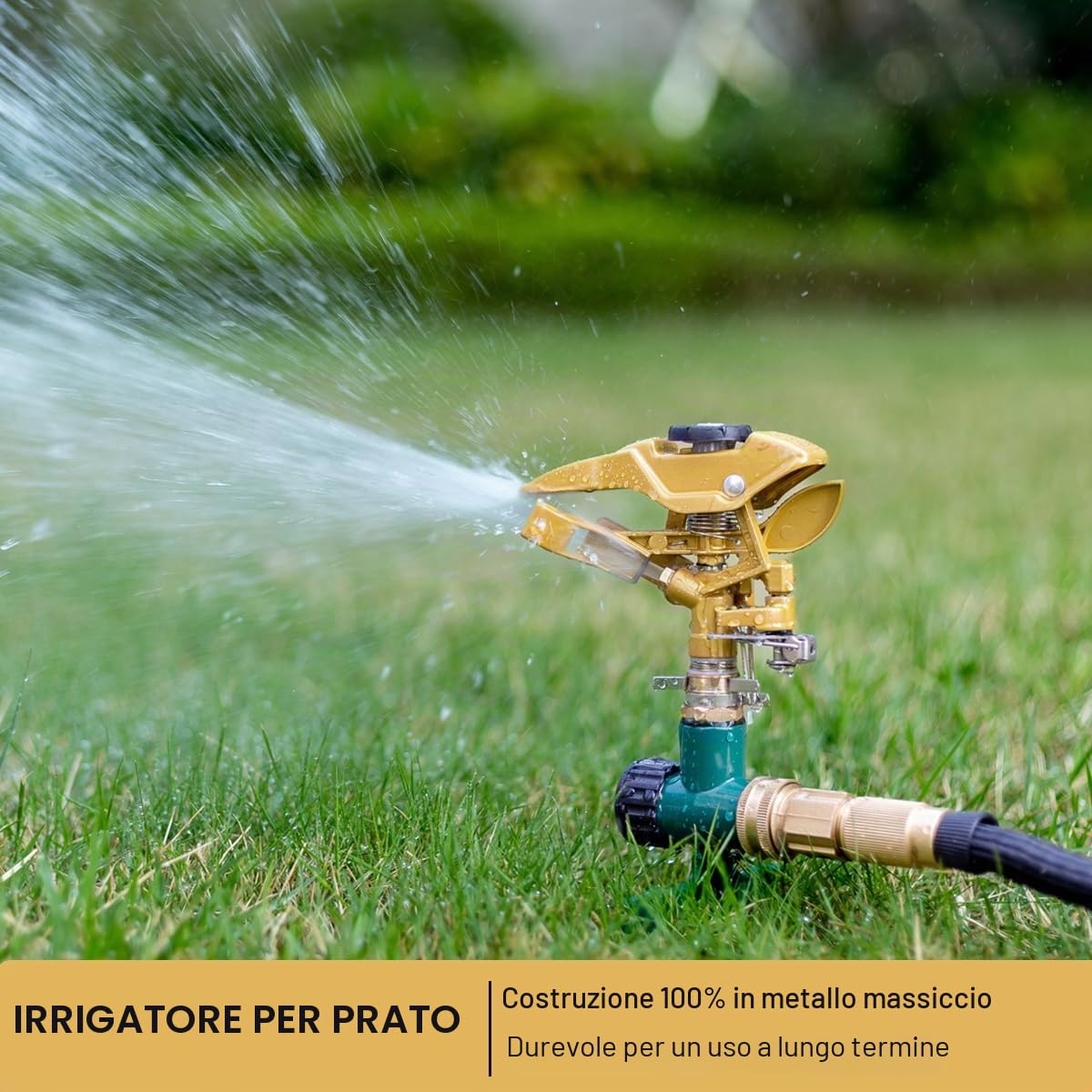 FANHAO Irrigatore a Pulsazione per Impieghi Gravosi, Irrigatore con puntale in Metallo per Irrigare Aree fino a 540 m², Copertura di un'ampia Area a 360 Gradi, Metallo Solido