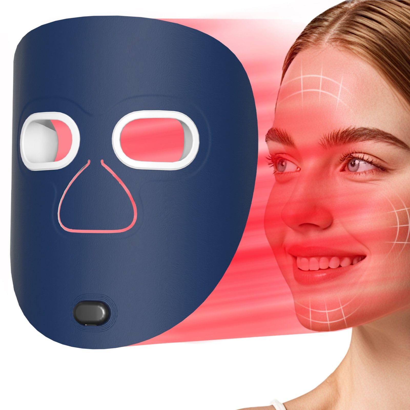 Red Light Therapy Face Mask with 70 LEDs 4 Colors Near Infrared 630nm 460nm 605nm 850nm Rechargeable 3000mAh