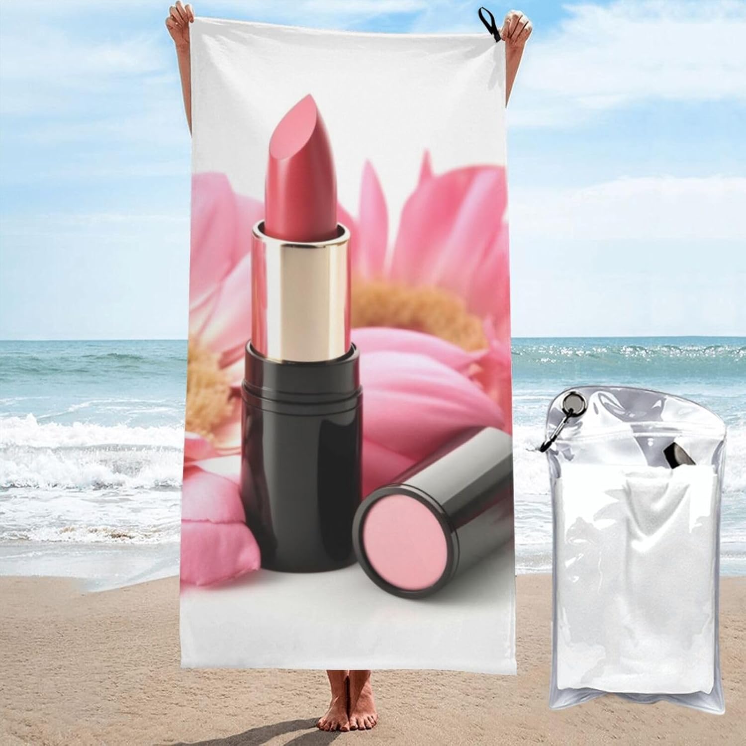 KHiry Microfiber Towel Beach Towels Petal Cosmetic Quick Dry Towel Soft Lightweight Travel Towels Absorbent Large Easy Pack Travel Things Beach Blanket for Gym Sports Swimming