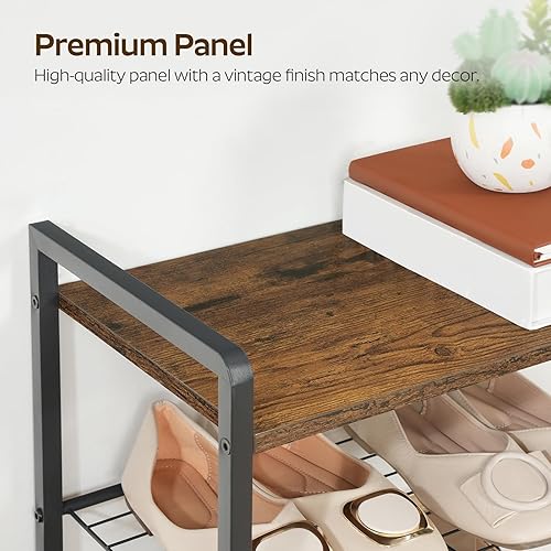 Miniatura 5 de Zapatero estrecho de 10 niveles, zapatero alto para 10-20 pares, organizador delgado de almacenamiento de zapatos con parte superior de madera,