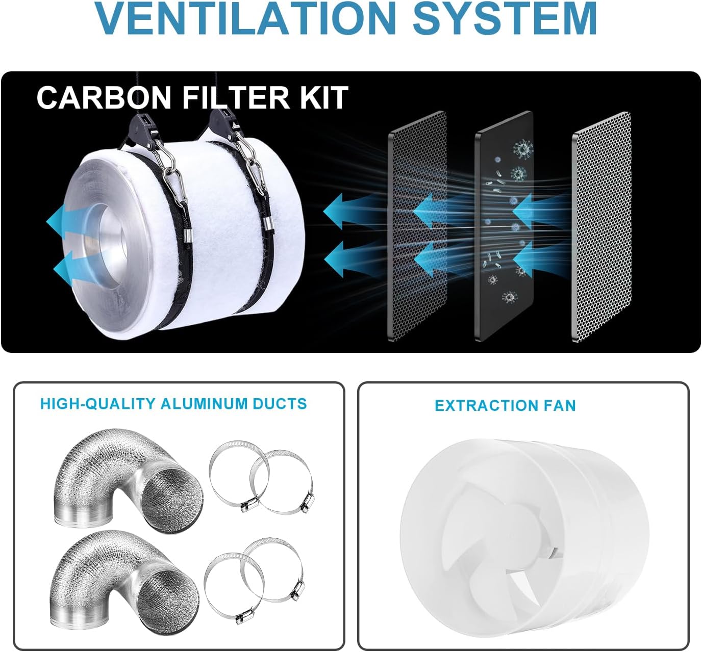 Grow Tent Kit,Complete 4x4ft High Reflective Mylar Indoor Grow Tent Hydroponics Indoor Plant Growing Tent Room Full Spectrum LED Grow Light Ventilaion Fan Growing System+Accesseries (48" x 48" x 83")