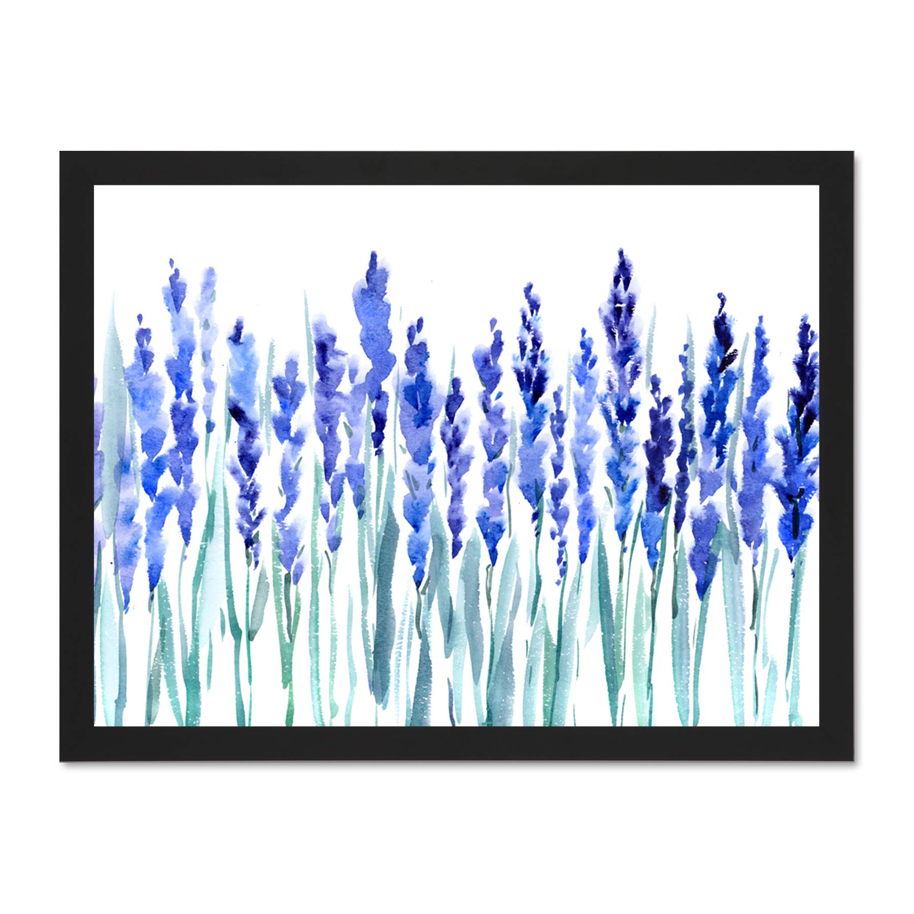 Wee Blue Coo Flowers Lavender Watercolour Large Framed Art Print Wall Poster 18x24 inch