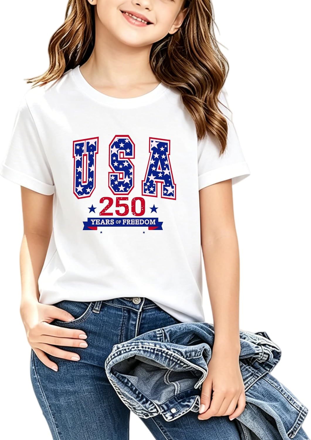 American Flag Shirt Toddler Boys Girls USA Flag Shirts Kids 4th of July T-Shirt Patriotic Tee Tops Outfits 3-10years
