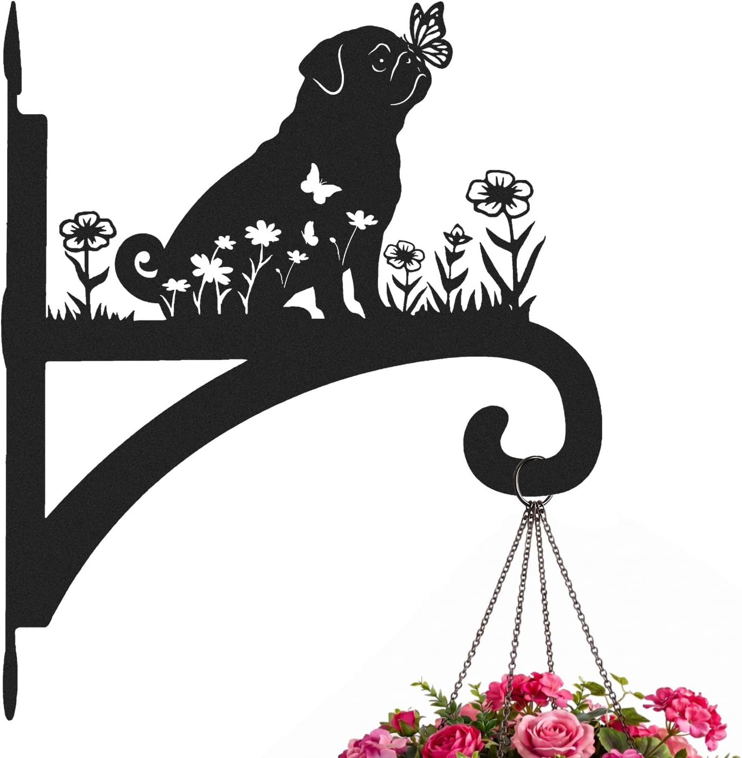 Pug Plant Hanger for Dog Lovers,Outdoor Metal Decorative Hooks