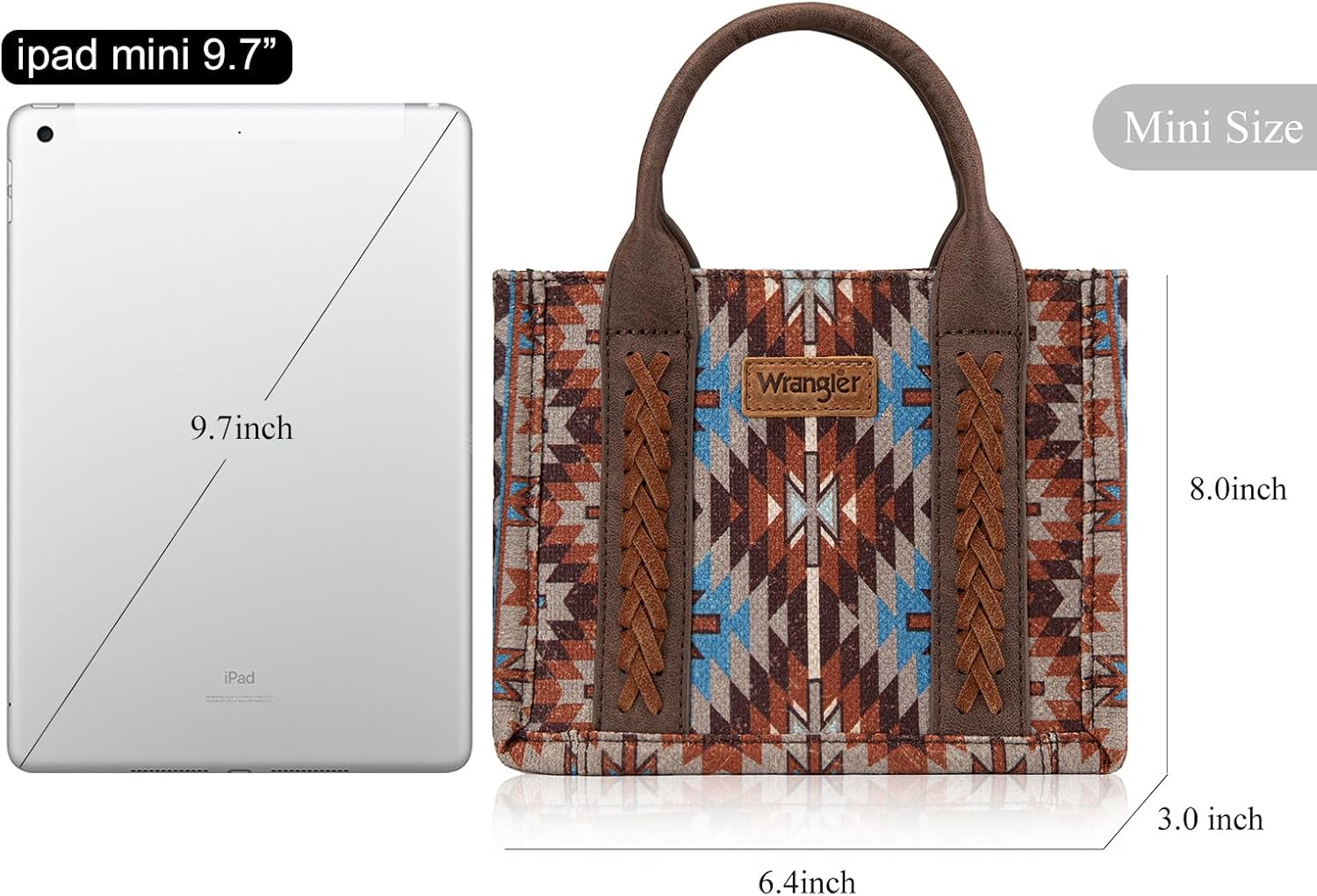 Montana West x Wrangler Mini Tote Bag for Women Small Western Crossbody Purse Aztec Top Handle Handbags - Image 4