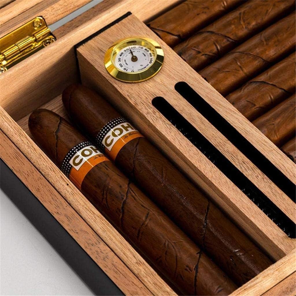 Glass Top Cigar Humidor, Humidifier Storage Box Hygrometer Handcrafted Decorative Box