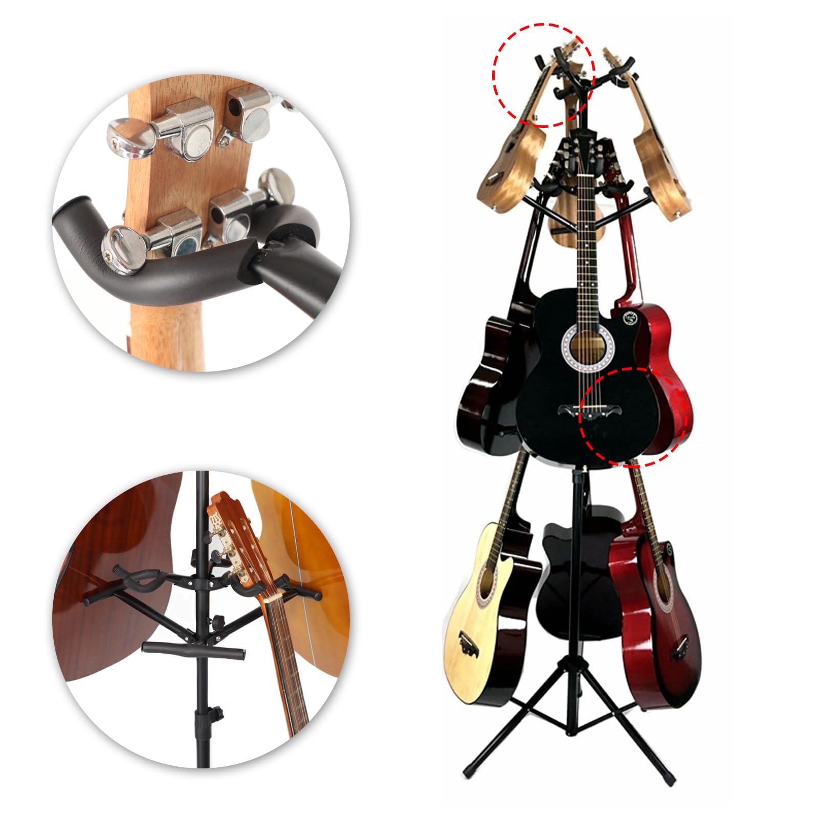 Espositore per chitarra, pieghevole, multi-chitarra, per altezza regolabile, accessorio salvaspazio per chitarra