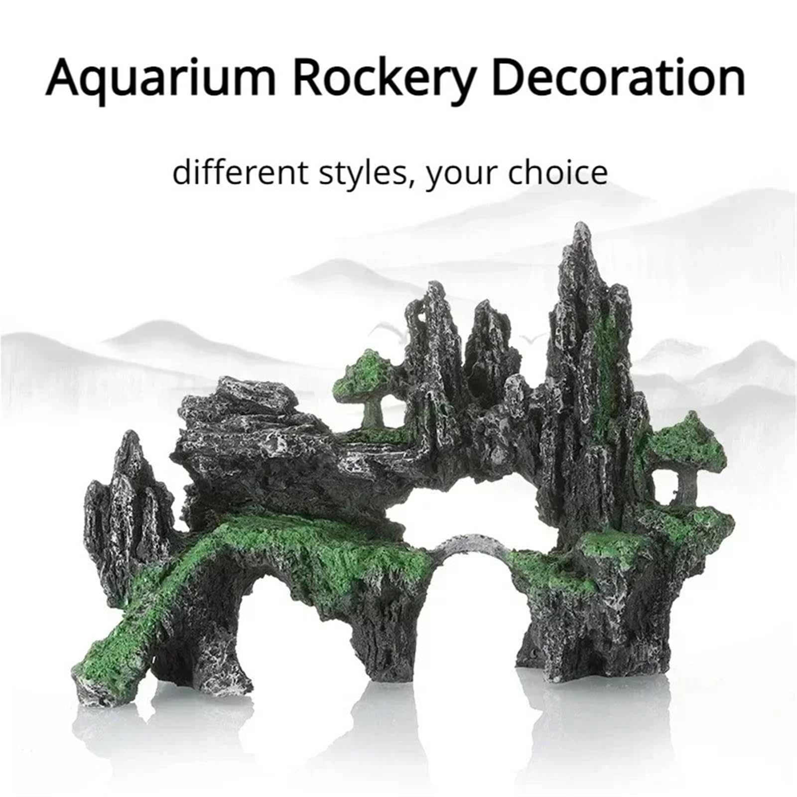 Decorazioni per Acquario Acquario Paesaggio Giardino roccioso Decorazione Piante acquatiche Pietre Ornamenti in resina d'interni Accessori for acquari