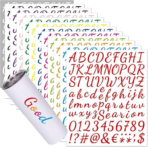 Miniatura 1 de Calcomanías del alfabeto, 12 hojas autoadhesivas de vinilo con letras y números, calcomanías de bricolaje, álbumes de recortes, tarjetas de