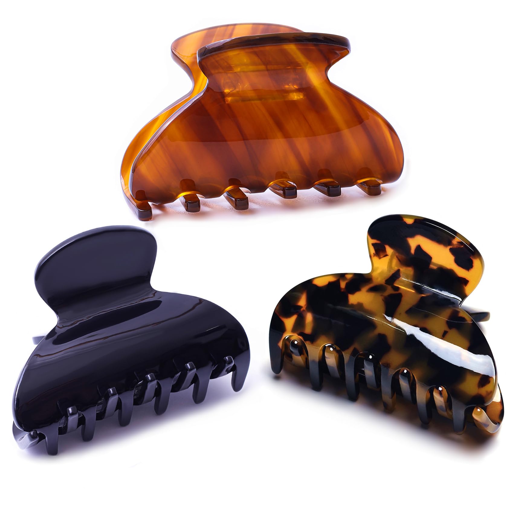 FSMILING 2/3 Stück Haarklammer Mittelgroße haarkralle für Dickes und Dünnes Haar,Zelluloid Haarspangen Haarklammer damen mittel Haar klaue clips für haare