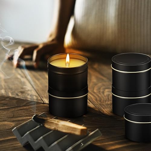 Miniatura 5 de Paquete de 24 latas de velas con tapas, tarros de velas vacíos a granel para hacer velas, recipientes de velas de metal de alta calidad, kit de