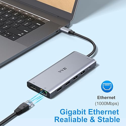 Miniatura 7 de Estación de acoplamiento USB C para portátil con monitor dual HDMI para portátil DellLenovoHP Estación de acoplamiento 14 en 1 USB C Hub adaptador