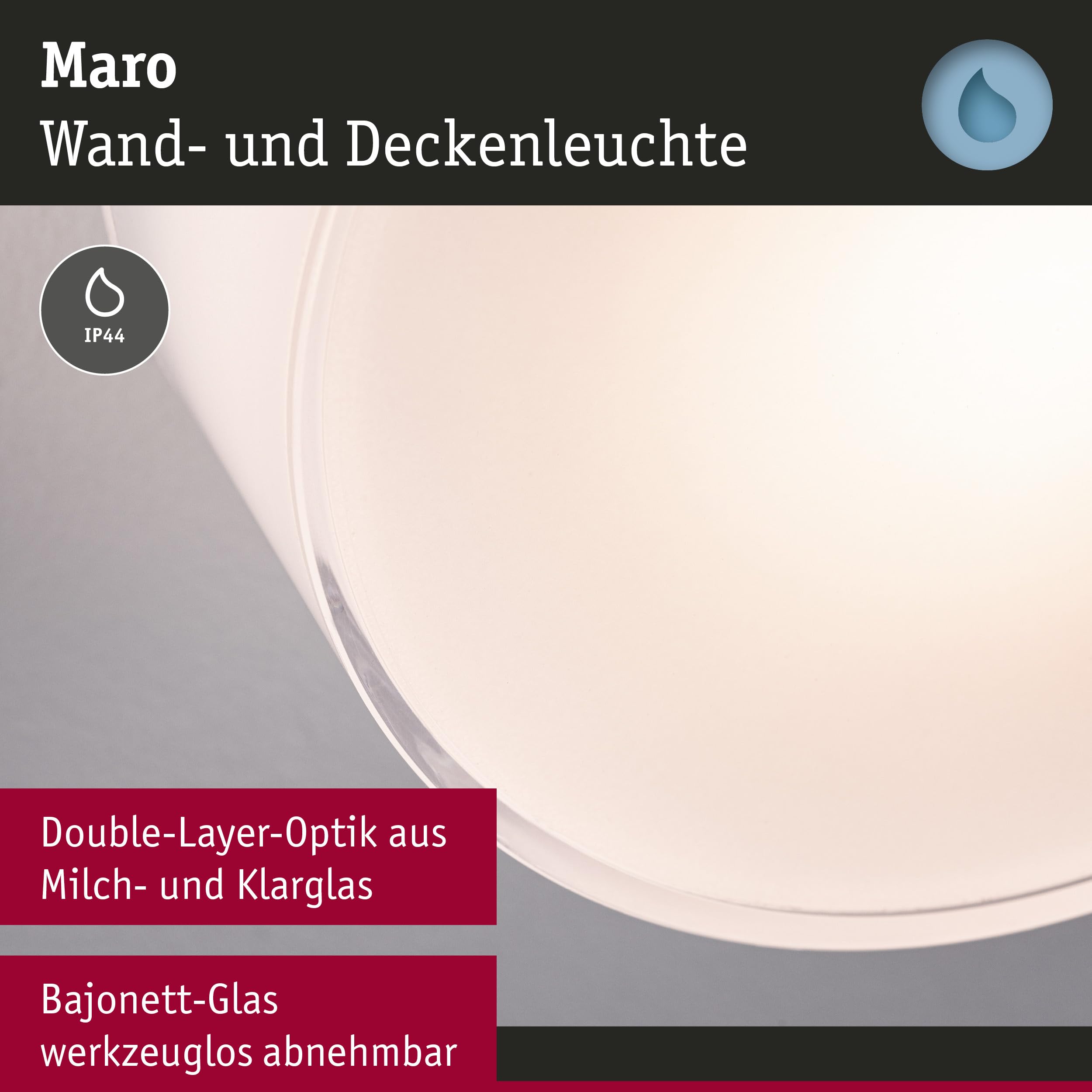 Paulmann 71081 LED Deckenleuchte Maro IP44 3000K 430lm 230V 6,8W Weiß Badleuchte
