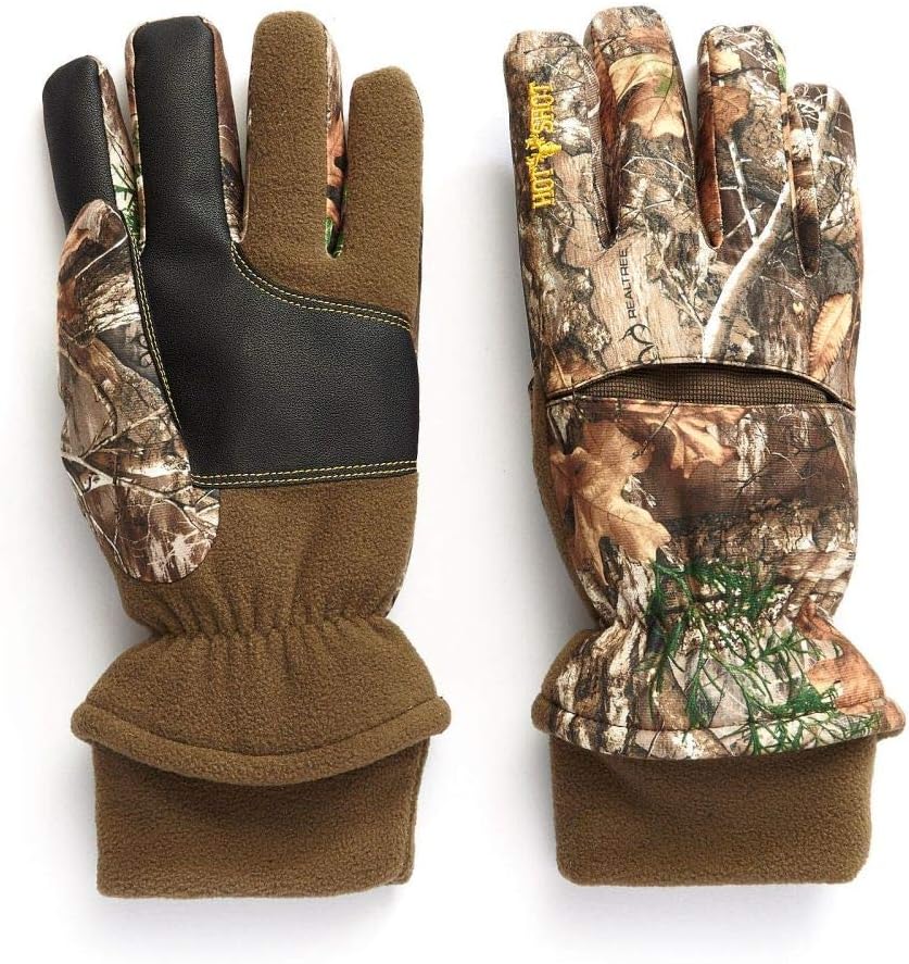 HOT SHOT Men’s Camo Aggressor Gloves – Realtree Edge Outdoor Hunting Camouflage Gear