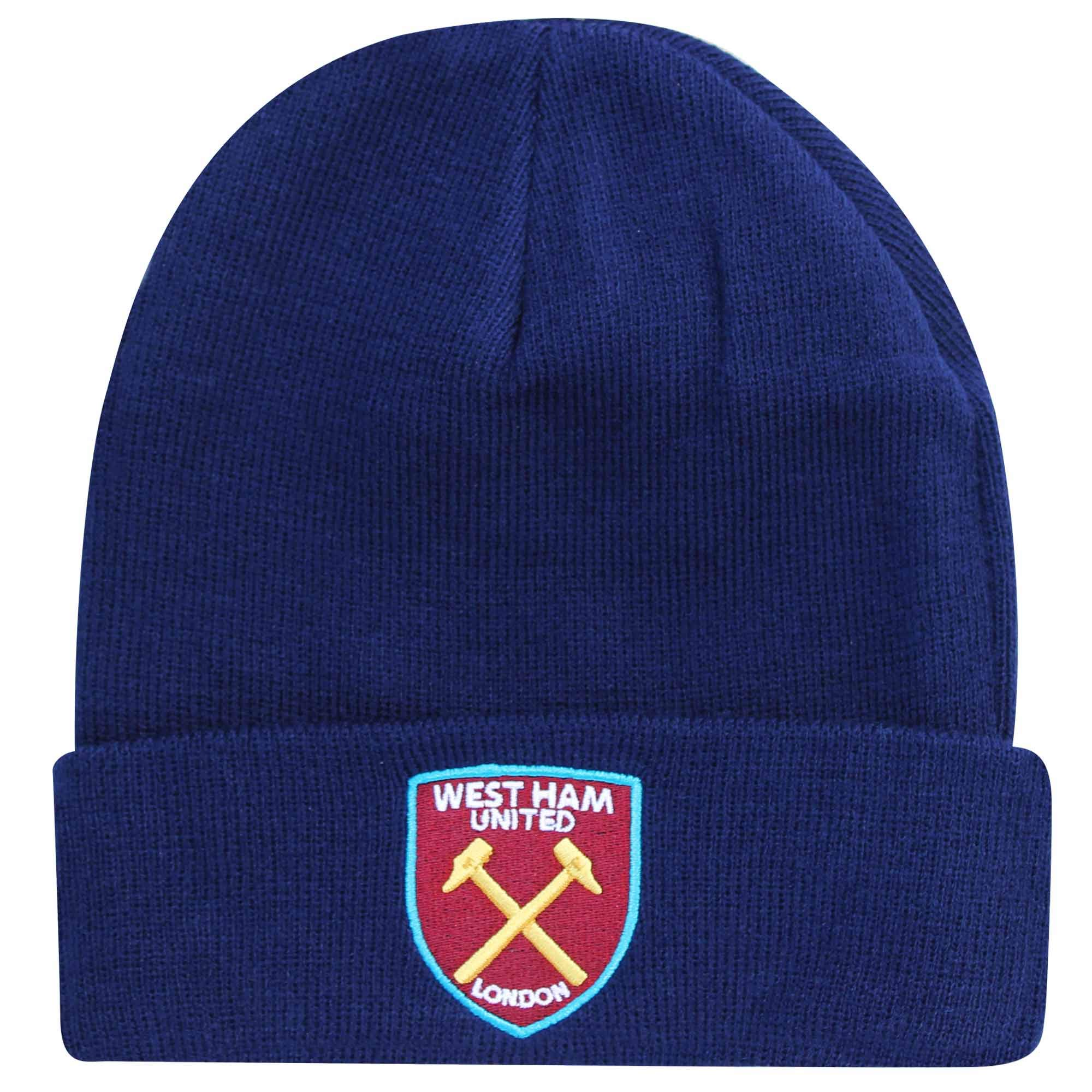 West Ham United FC Official Mens Bronx Hat, Football Fans Winter Woolly Hat, Hammers Crest Headwear