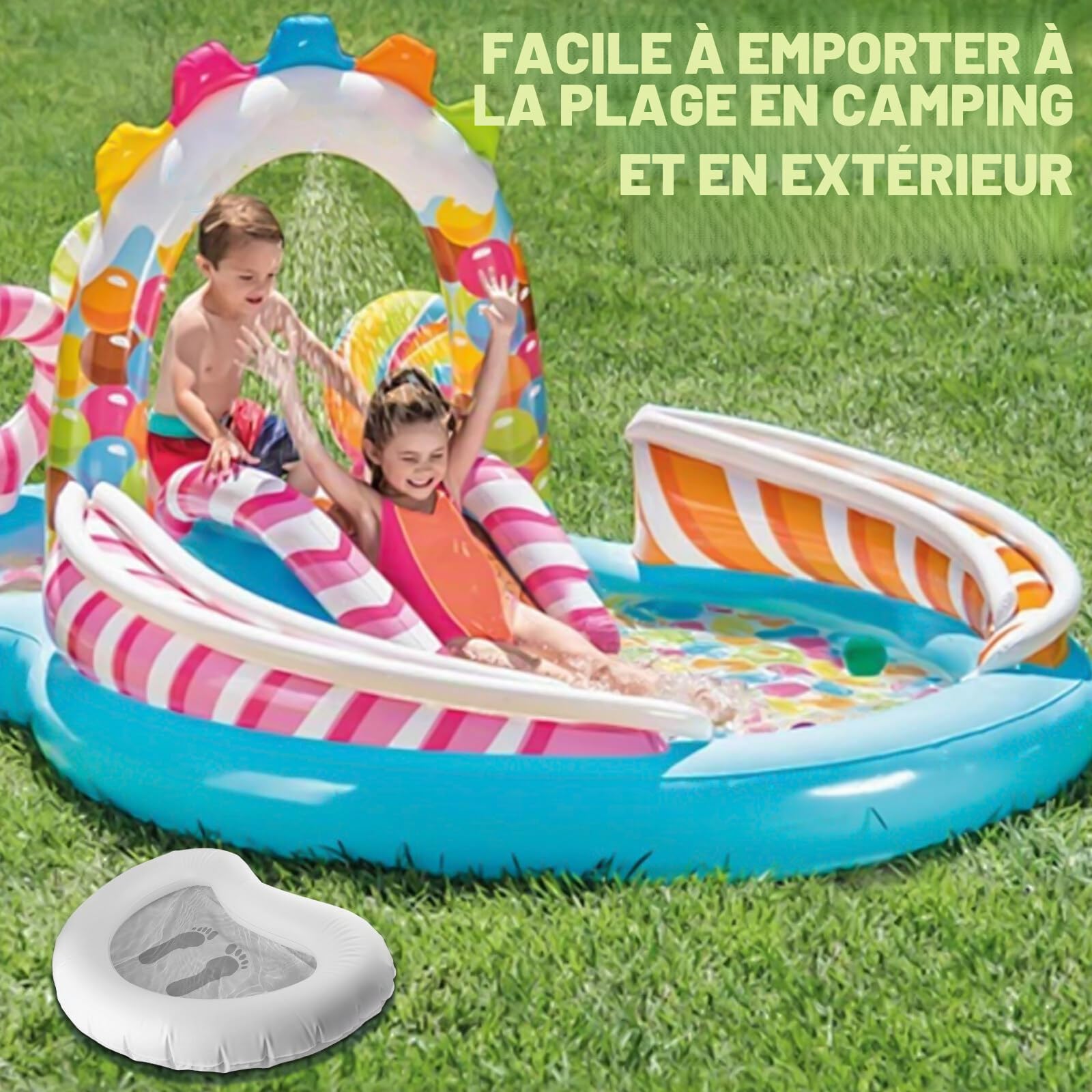 Piscine gonflable - 93 x 73 cm - Gris - Piscine - Bain de pieds gonflable - Pour piscine, spa, jacuzzi ou piscine hors-sol