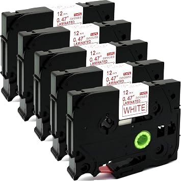 NEOUZA 5PK Compatible with Brother P-Touch Laminated Tze Tz Label Tape Cartridge 12mmx8m TZe232 Red on White
