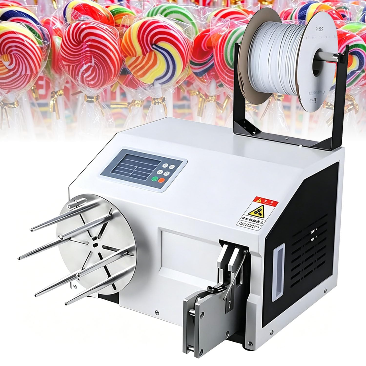COAKUE Automatic Twist Tie Machine for Food, Candy Bread Toy Twist Tying Machine, Semi Automatic Cable Tie, HD LCD Display, Foot Pedal, 5-30mm Tie, for Home & Commercial Use B