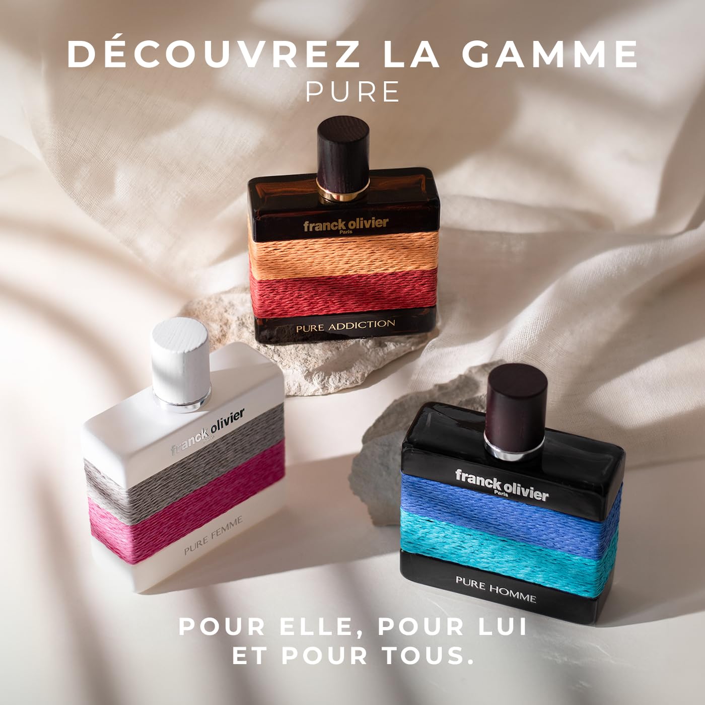 FRANCK OLIVIER PARIS - Pure Homme - Eau de Toilette Homme - Parfum Boisé, Hespéridé - Notes de Mandarine, Gingembre, Accord Marin, Cèdre - Frais & Intemporel - Fabriqué en France - 100 ml