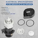 154844301 Motor Kit 154844301 Dishwasher Circulation Pump Motor with O-Rings for Frigidaire Dishwasher, Replace for 154488001 154588701 154594201 154648101 154700101