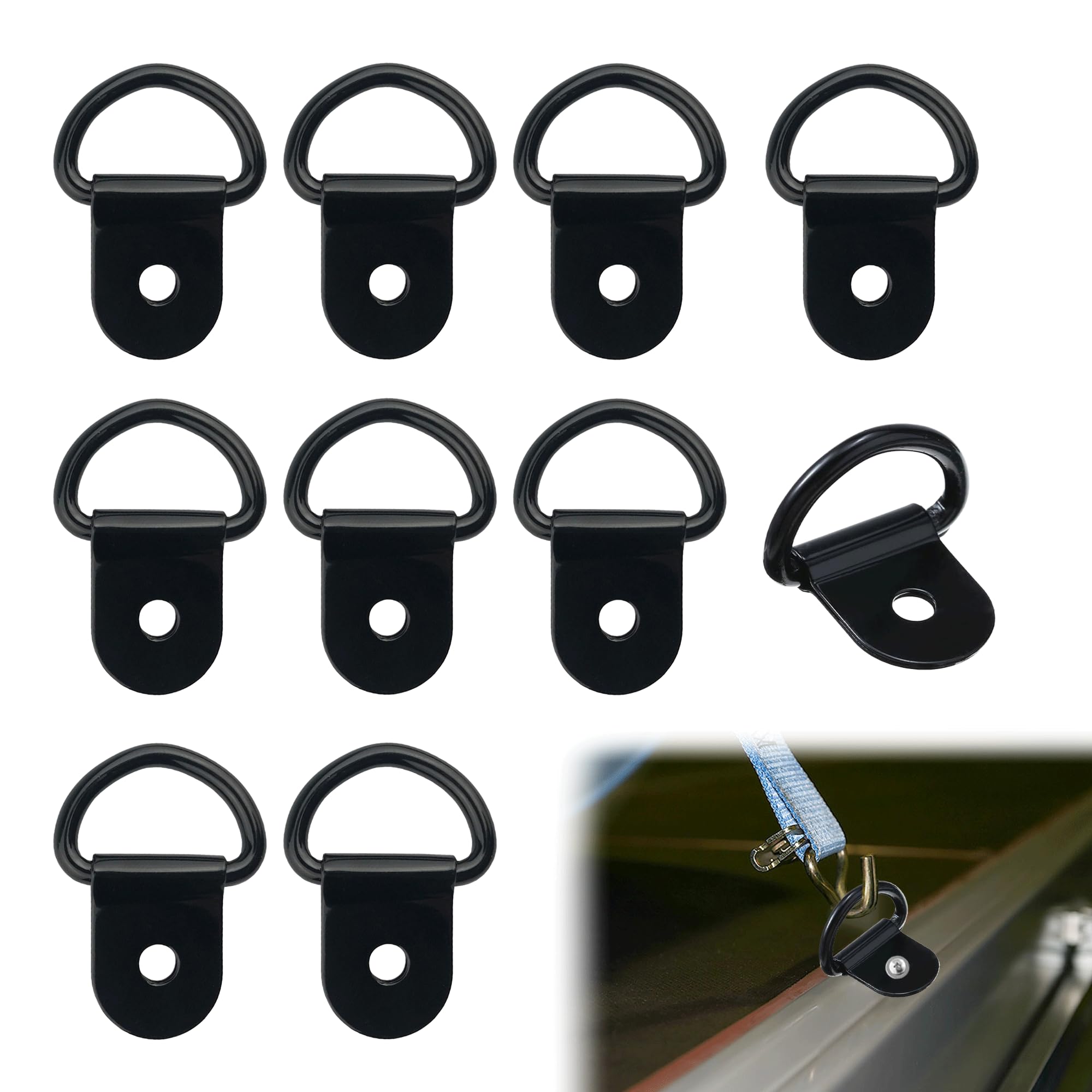 D Ring Tie Down Anchor D Rings Heavy Duty Black Tie Down Anchor Lashing Ring 800 Lbs Capacity For Loads On Boats Trailers Trucks - D Ring, Anchor