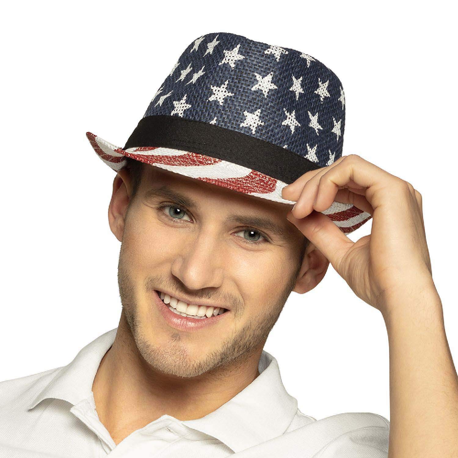 Boland 44966 - Hat USA, Headgear America, Stars, Stripes, Fedora, Headgear, Travel, Uncle Sam, Costume, Carnival, Theme Party - Image 2