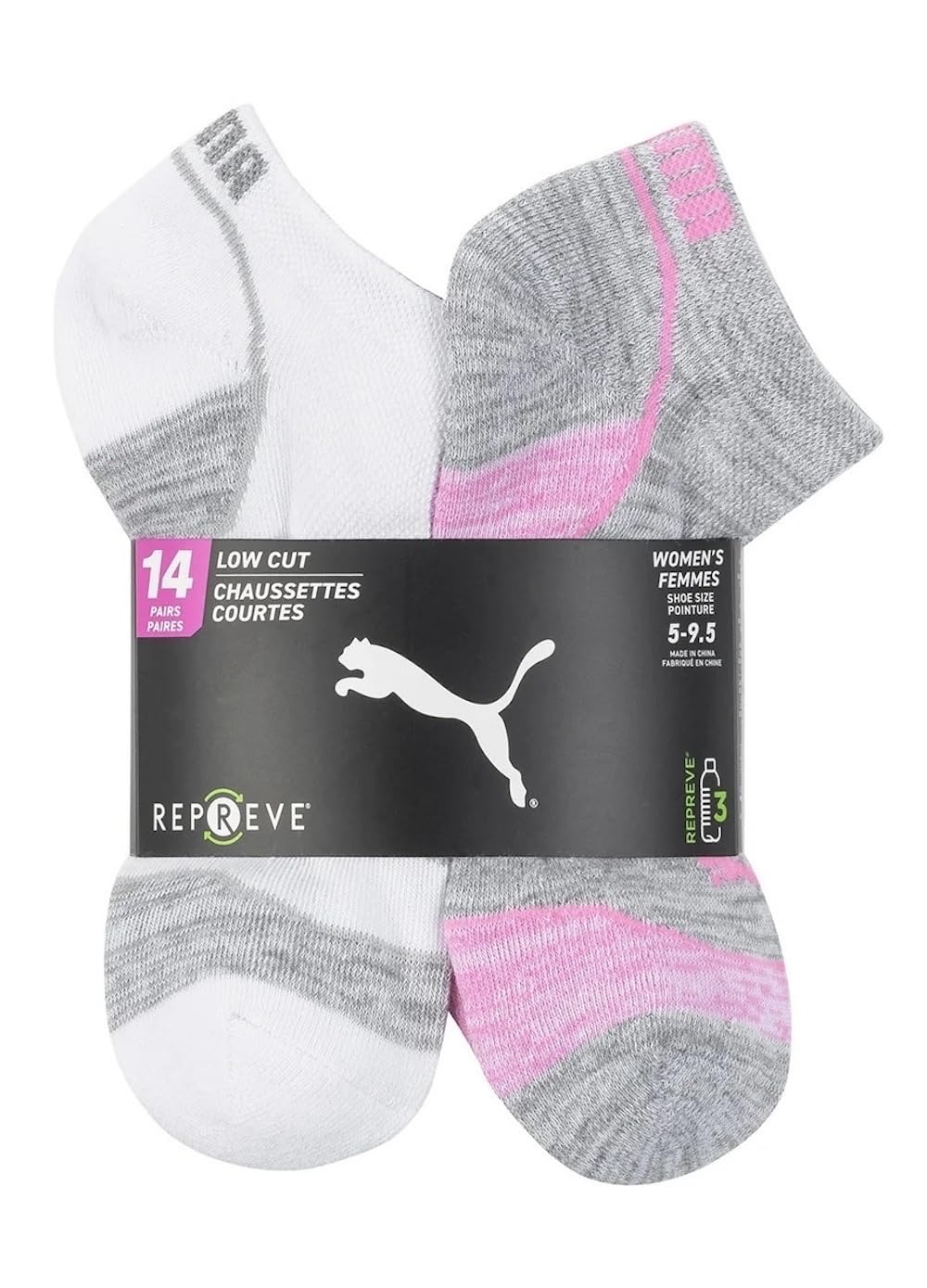 PUMA Women’s Repreve Athletic Sock, 14-pair (White)