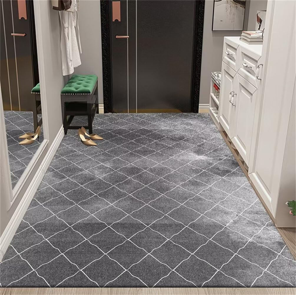 Tapis motif à carreaux gris 140x180cm pour chambre d'enfant garçon