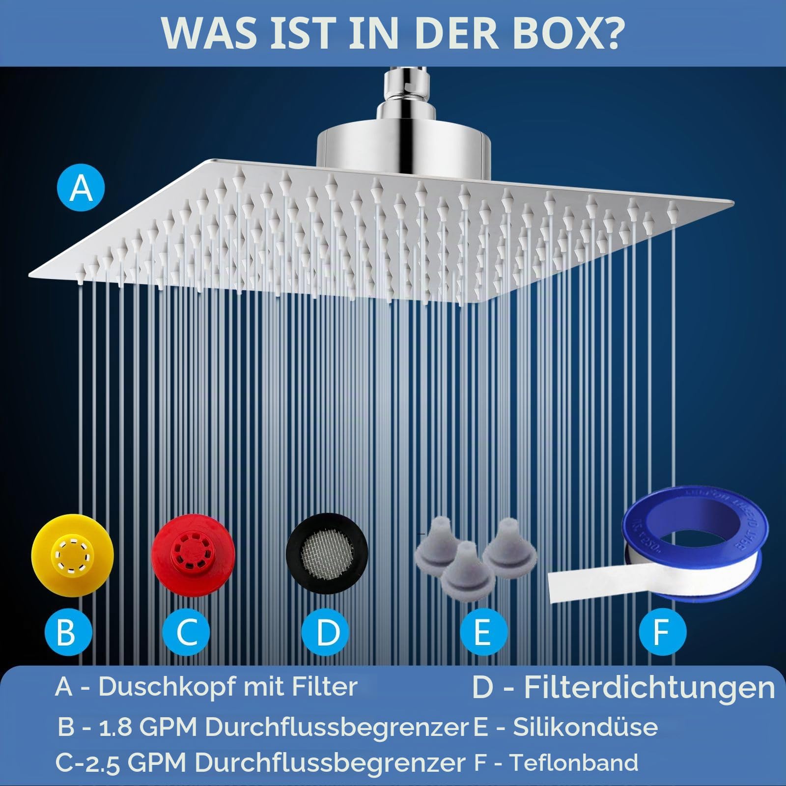Voolan Regenduschkopf mit Filter, 30cm Großer Regenduschkopf mit Hohem Durchfluss aus Edelstahl 304, Gefilterter Wasserfall-Duschkopf für Hartes Wasser, Aktualisierte Version