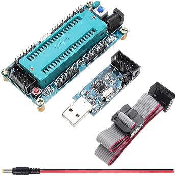 Youmile USB ISP USBasp Programmer ISP ATTiny 51 Board with Download Cable DC Plug Cable + AVR ATMEGA16 Minimum System Board A