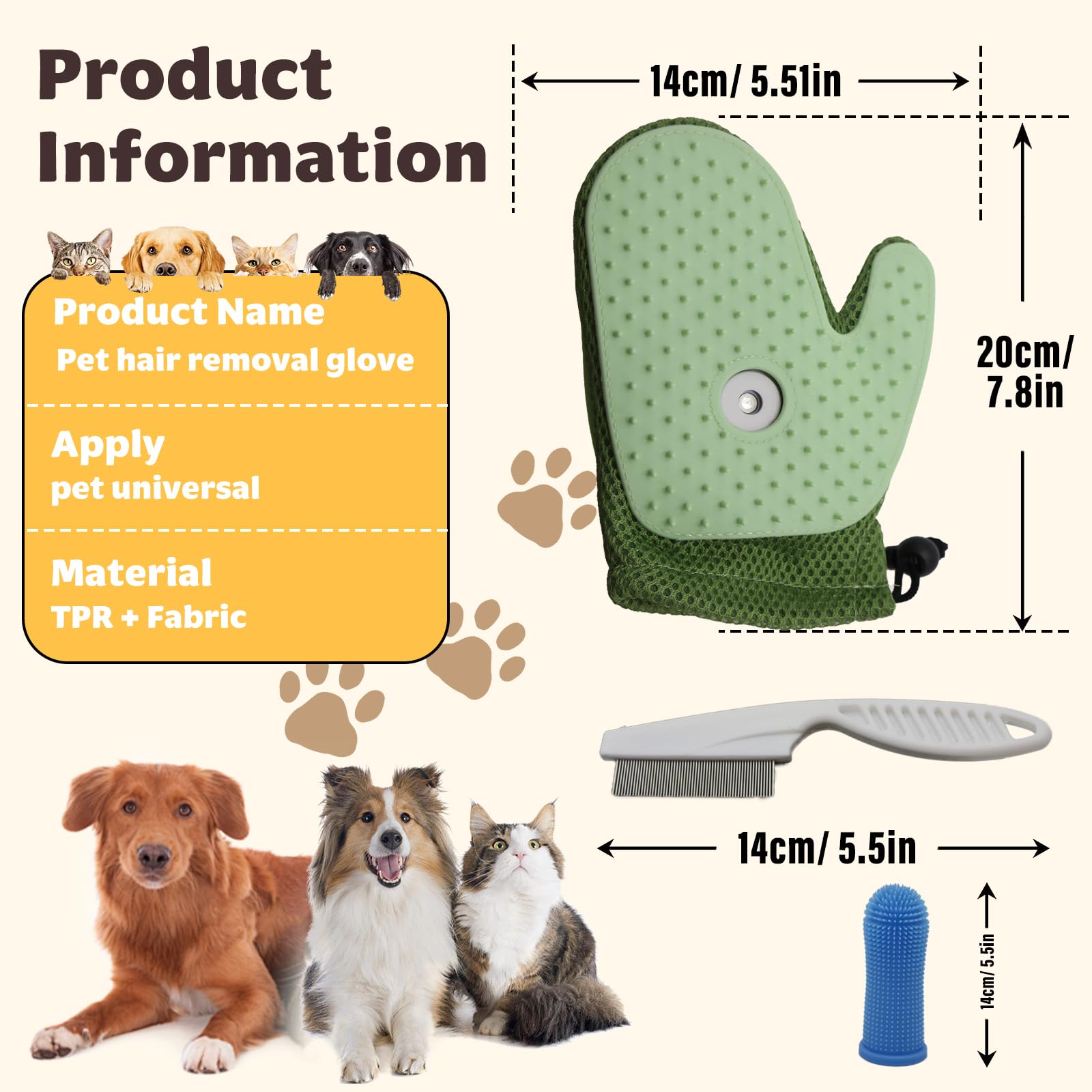 Kenmohuo Grooming Mist Glove for Cats Set Double Sided Steam Pet Hair Remover Brush - Image 2