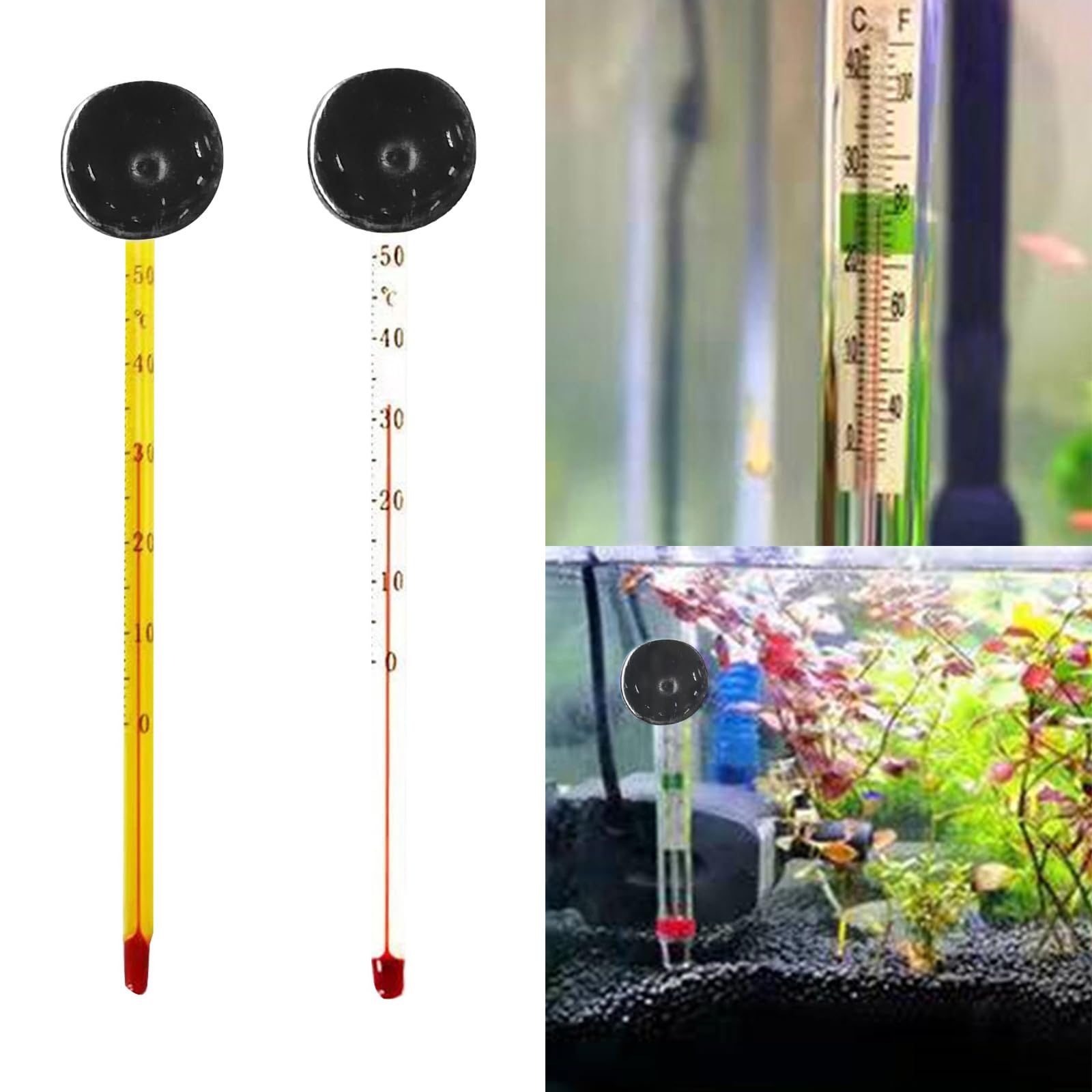 Rooyar Internal Fish Easy-to-Read Cup Thermometer Stick Aquarium Thermometer Thermograph Accurate Thermometer, Yellow