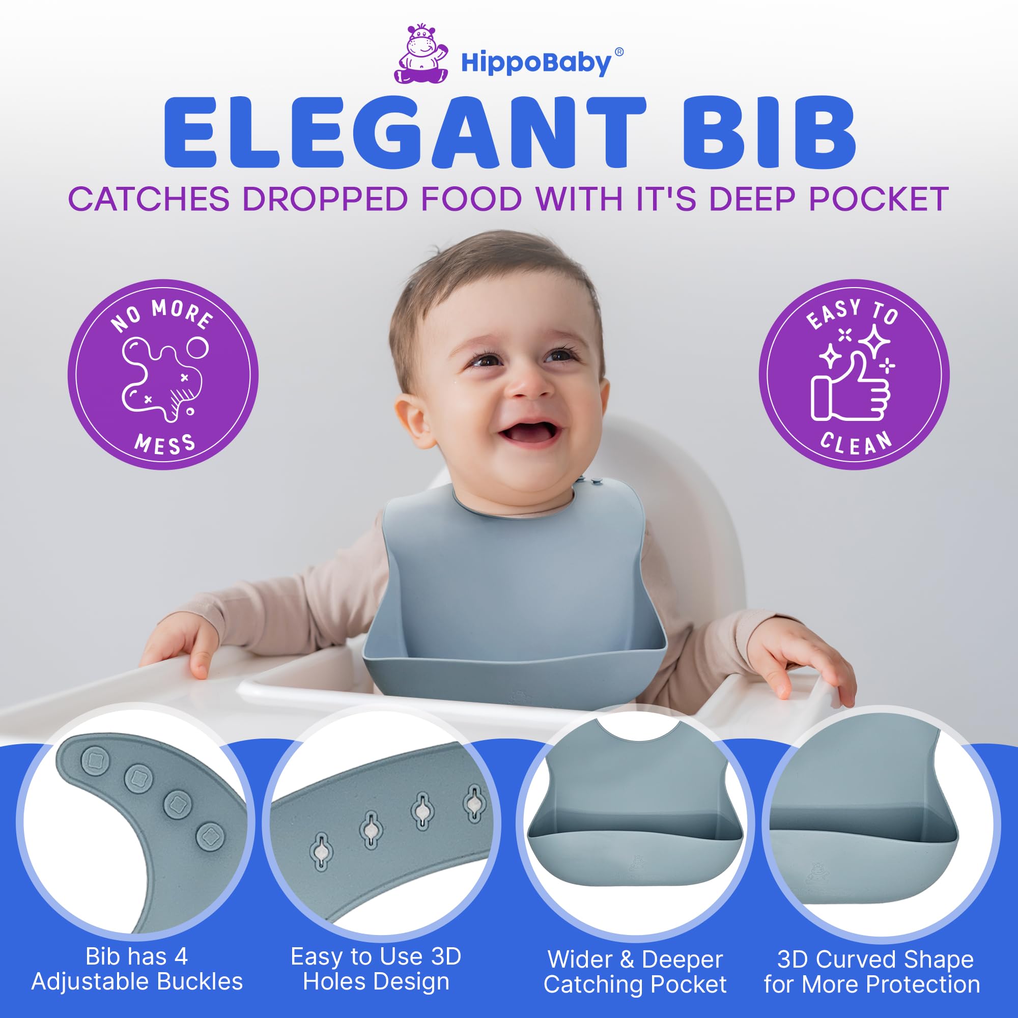 Rayshie Juego De 7 Piezas De Alimentación De Silicona Para Bebés De 6 Agujeros, Caja De Suplemento De Alimentos Para Niños, Babero De Silicona, Taza De Paja Con Plato De Succión