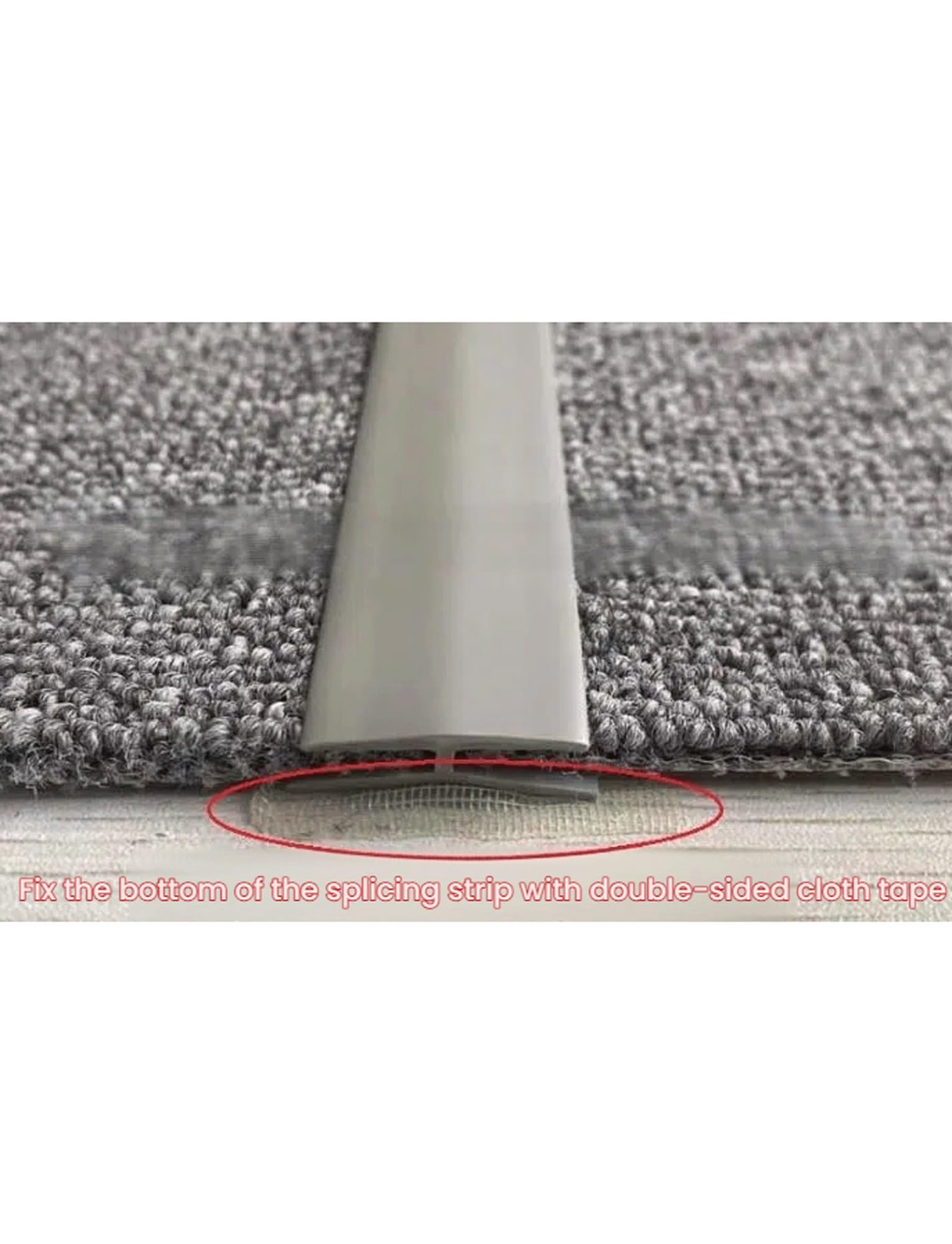 Übergangsband für Teppichkante, PVC-Schwellenband zum Verbinden von Fugen zwischen Boden und Teppich, für Haus, Büro oder Hotel (Grau, 1m/39in)