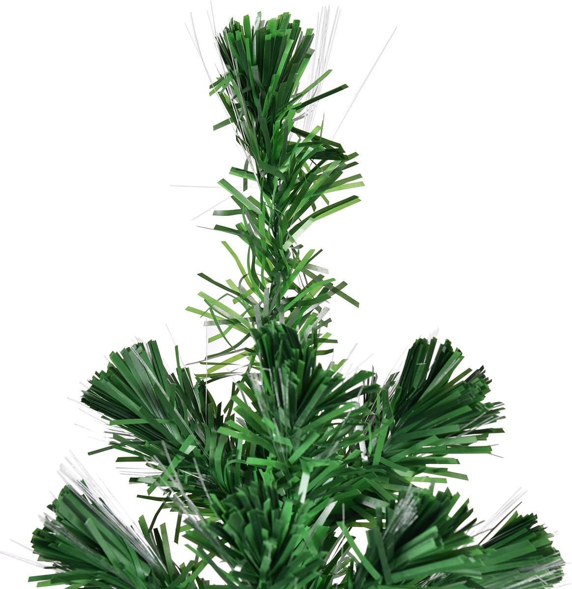Goplus Artificial PVC Christmas Tree Pre-Lit Fiber Optic Tree (6 FT)