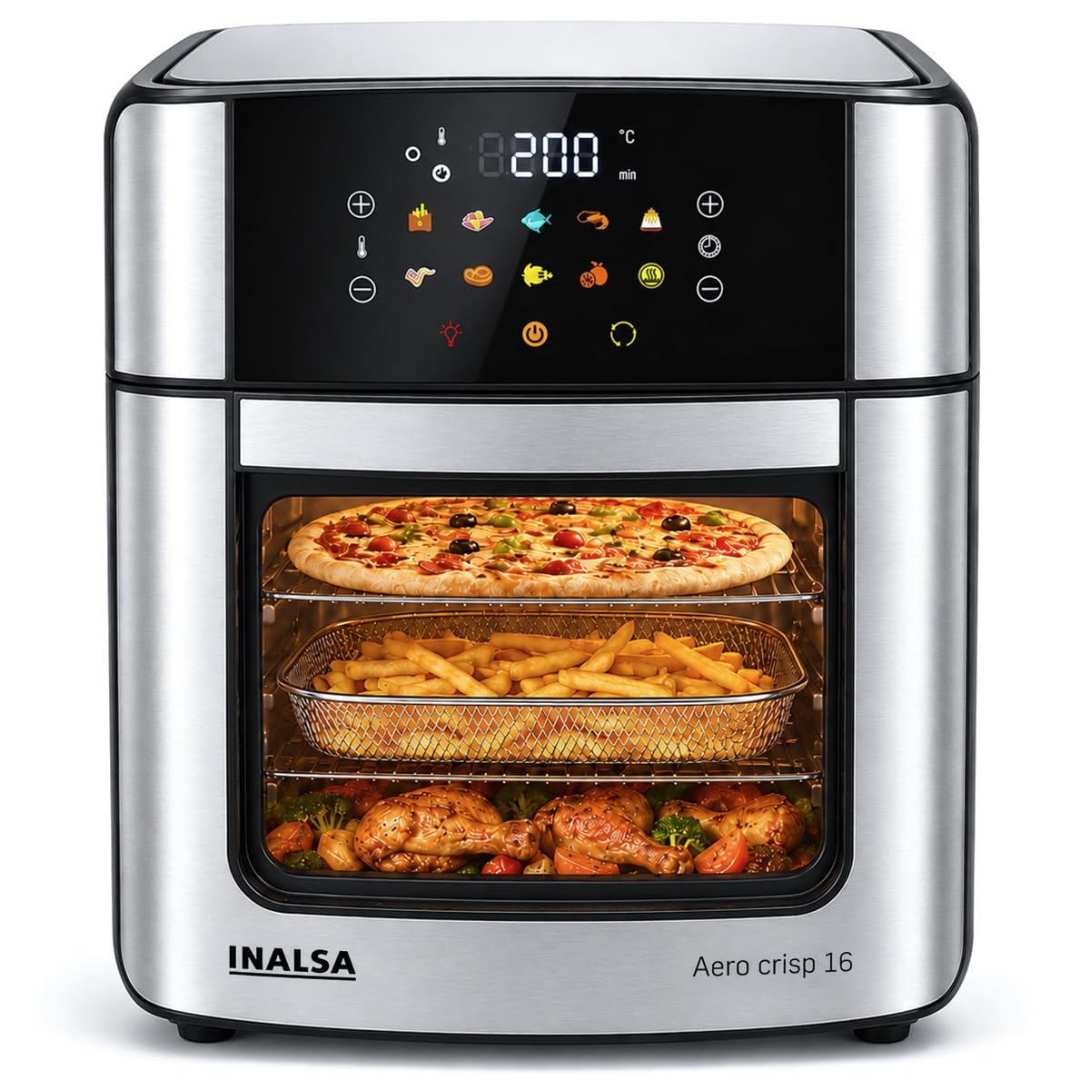 Inalsa Air Fryer Oven 16L, 1800W, Stainless Steel - Image 1