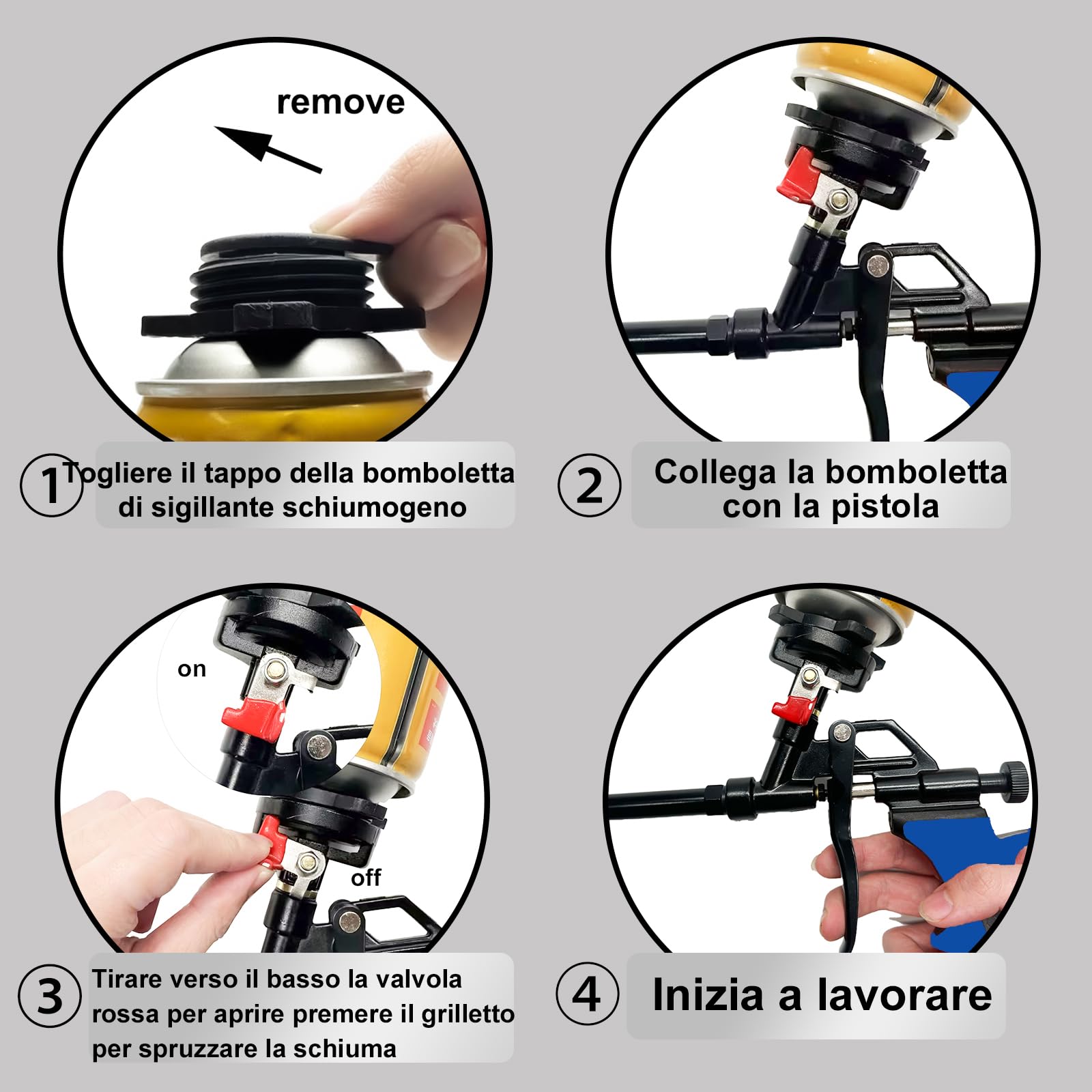 Pistola a spruzzo rimovibile per schiuma, 63,5 cm, pistola professionale espandibile, pistola per schiuma erogatrice adatta per sigillatura, riempimento, sigillatura (blu)