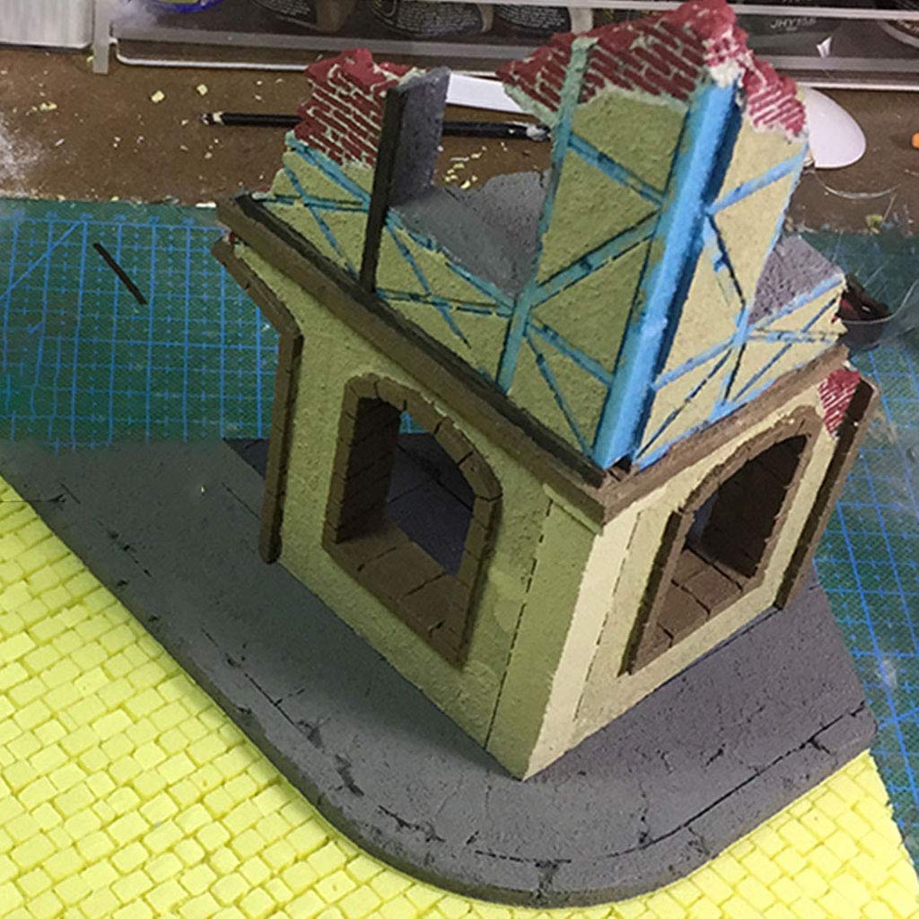 CravoFlow Edificio Rovine Scala 1:35 Diorama Wargame | legno e schiuma, per modellisti, paesaggio