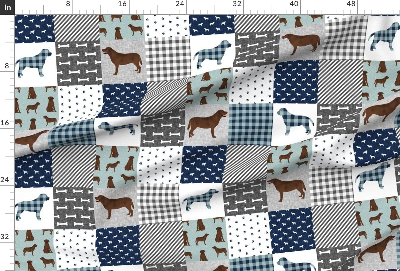Spoonflower Fabric - Labrador Retriever Chocolate Lab Pet Quilt Cheater Dogs Patchwork Printed on Upholstery Velvet Fabric Fat Quarter - Upholstery Home Decor Bottomweight Apparel