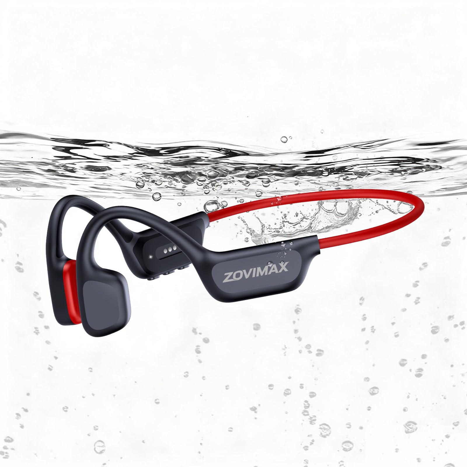 Knochenschall Kopfhörer, wasserdichte Schwimmen Sportkopfhörer, Laufzeit Windschutz Open Ear Sportkopfhörer, Weinrot
