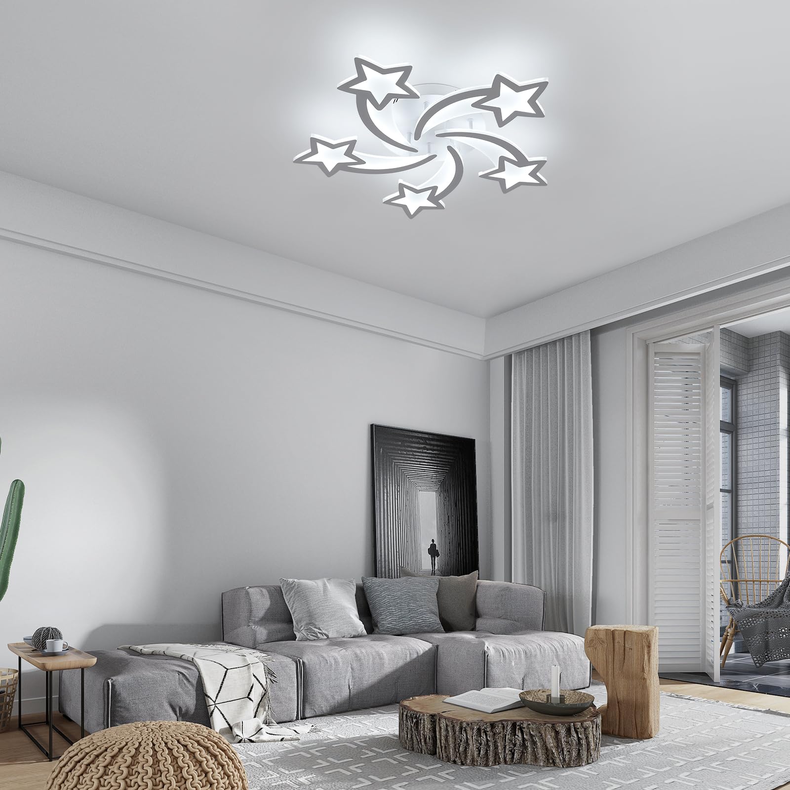 Goeco Lámpara LED de Techo Regulable, 50W 6200LM Plafon LED Techo Blanco con Mando a Distancia/APP para Salón Habitación Infantil, 3000K-6500K