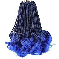 Vista 64 de Cabello de ganchillo con rizos franceses, trenzas de cabello de ganchillo con puntas rizadas, 14 pulgadas, preenlazadas, trenzas de caja tipo diosa