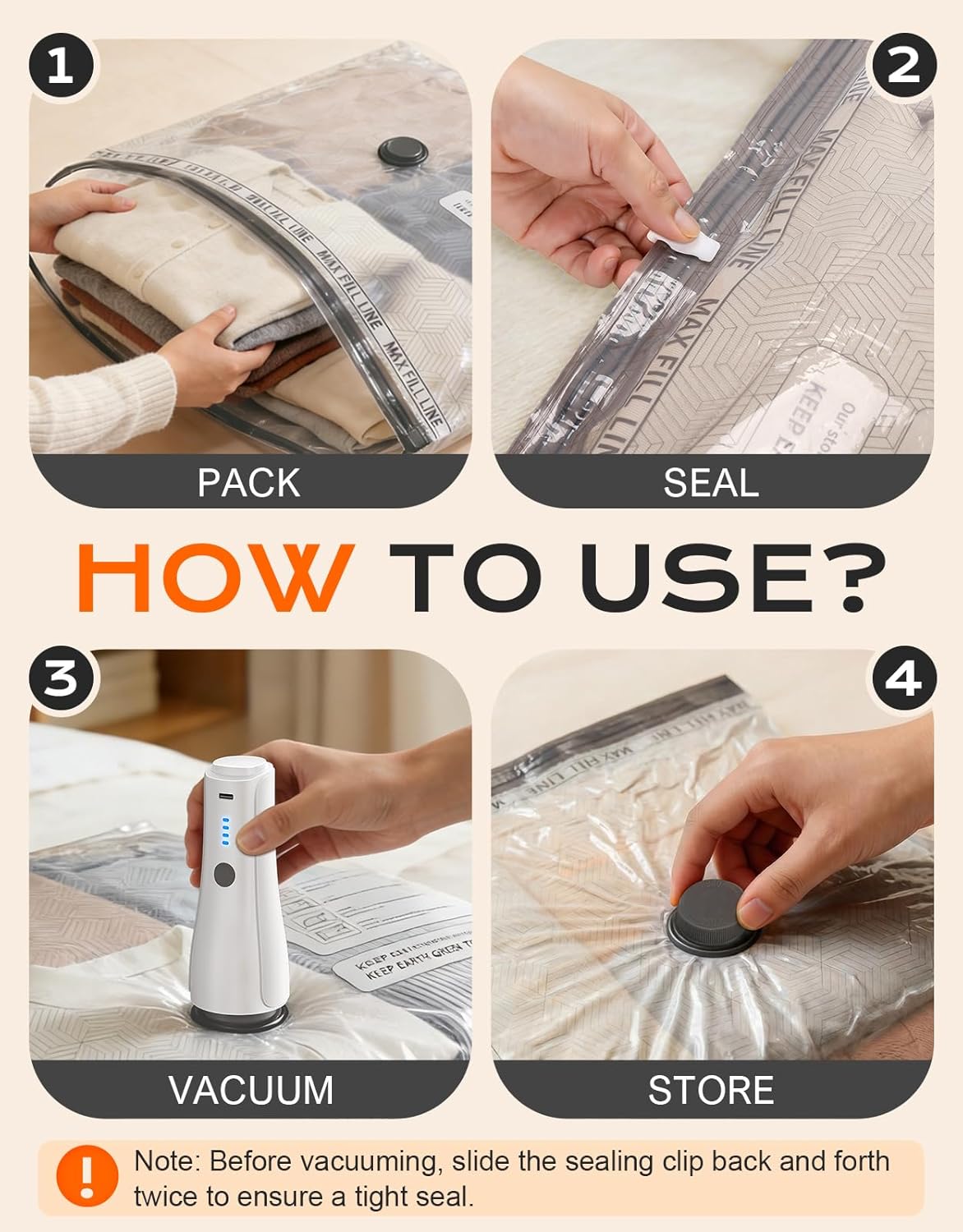 15 Pack Portable Vacuum Storage Bags for Travel with Rechargeable Electric Pump, Carry-on Size Compression Packing Bags for Clothing, Blankets, Bedding, Space Saver for Luggage and Suitcase