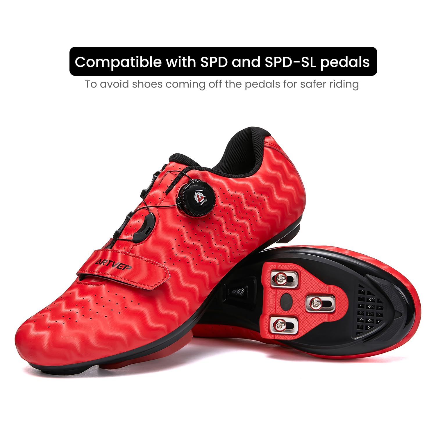 Męskie buty rowerowe Kobiety,Mountain Road Bikes Buty Kompatybilna instalacja SPD/SPDSL/Look Delta/KEO Cleats,Buty rowerowe wewnętrzne kompatybilne z butem rowerowym Peloton StrRed275