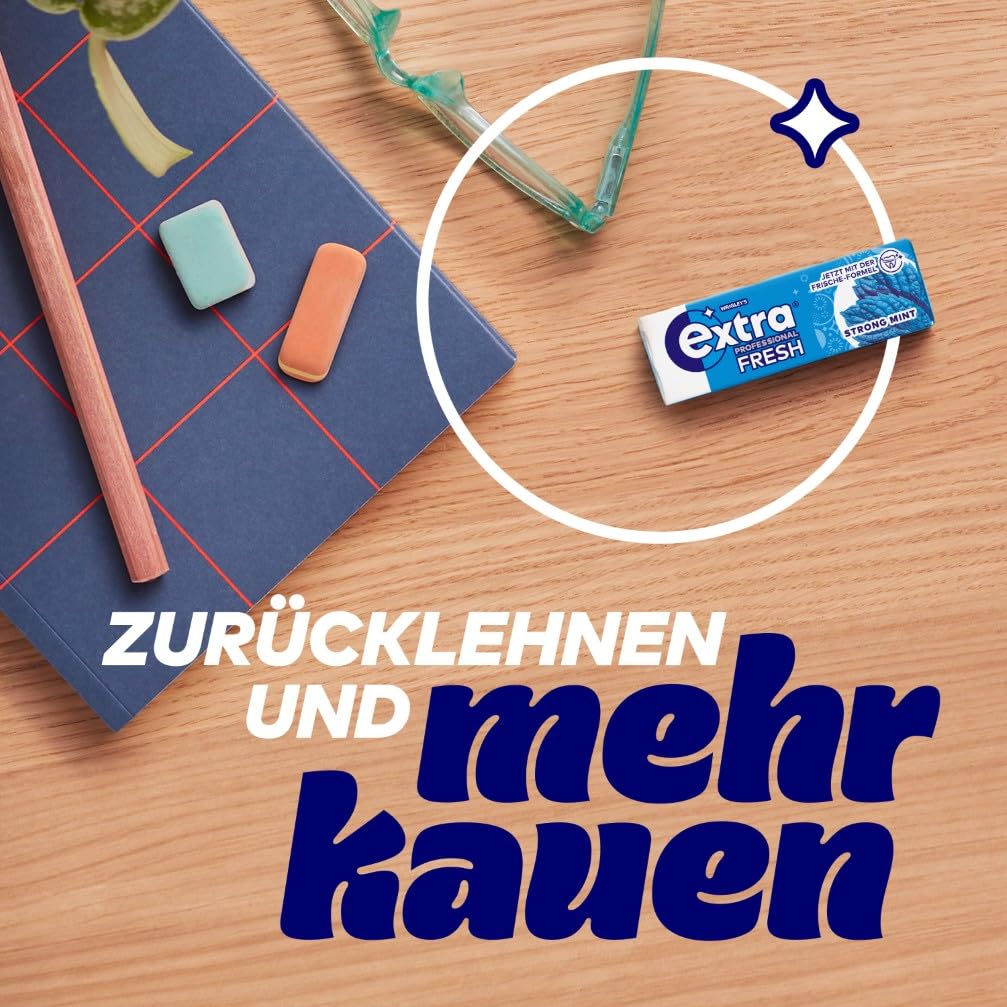 Extra Professional Fresh Strong Mint, Zuckerfreier Kaugummi, Multipack mit 30x10 Dragees, Für frischen Atem