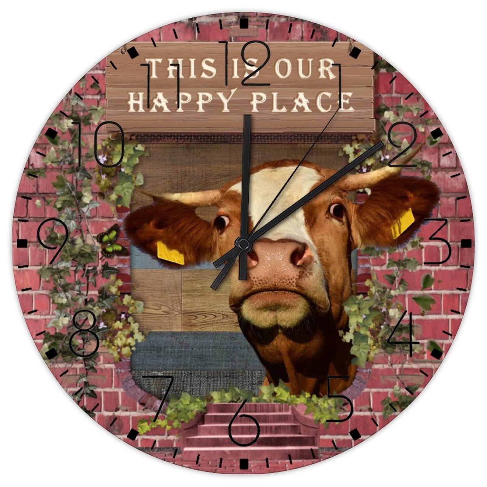 Horloge murale en bois This Is Our Happy Place pour un intérieur chaleureux