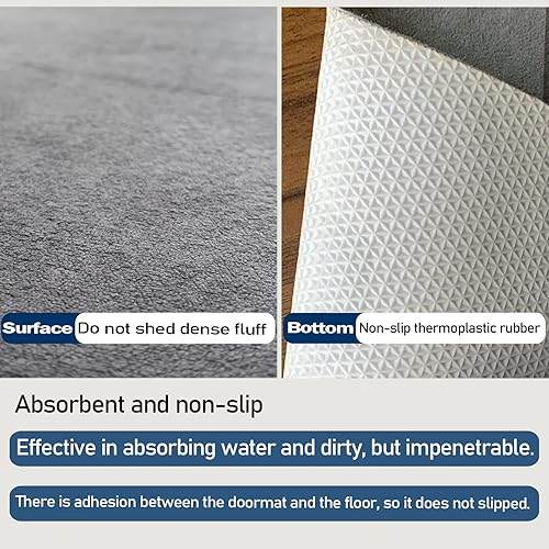 Miniatura 2 de Tapete para puerta interior, antideslizante, absorbente, resistente a la suciedad, tapete lavable para puerta principal, tapete de perfil bajo para